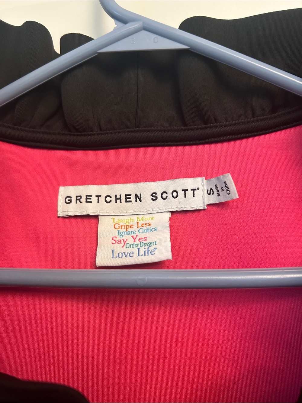 $219 GRETCHEN SCOTT size S Black Ruffleneck Dress 3/4 slv stretch Ruffle Neck - Picture 4 of 4